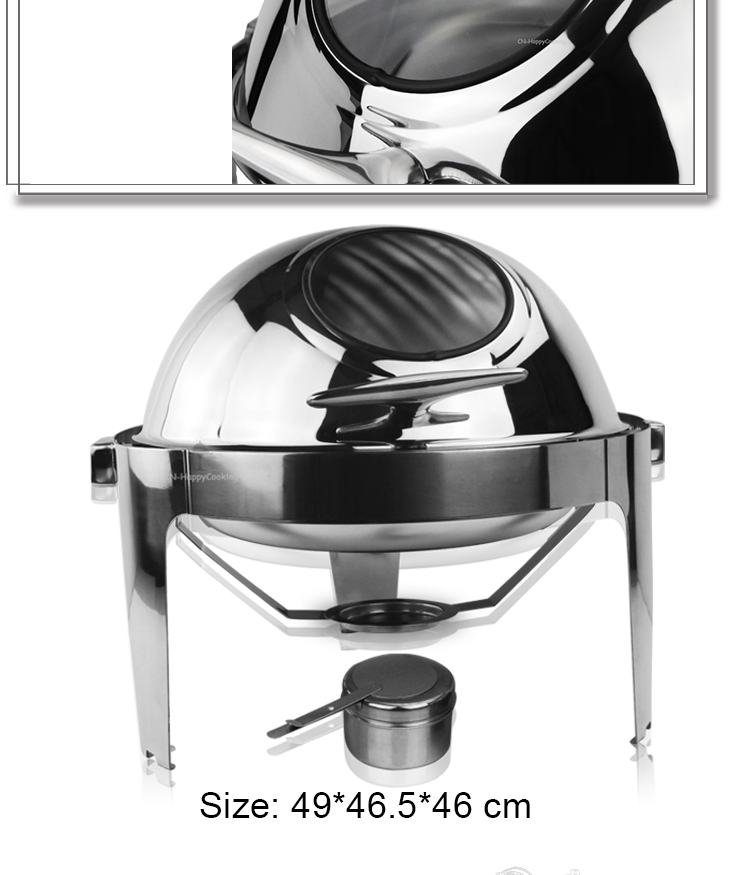 Factory price high quality stainless steel round chafing dishes food warmer with window